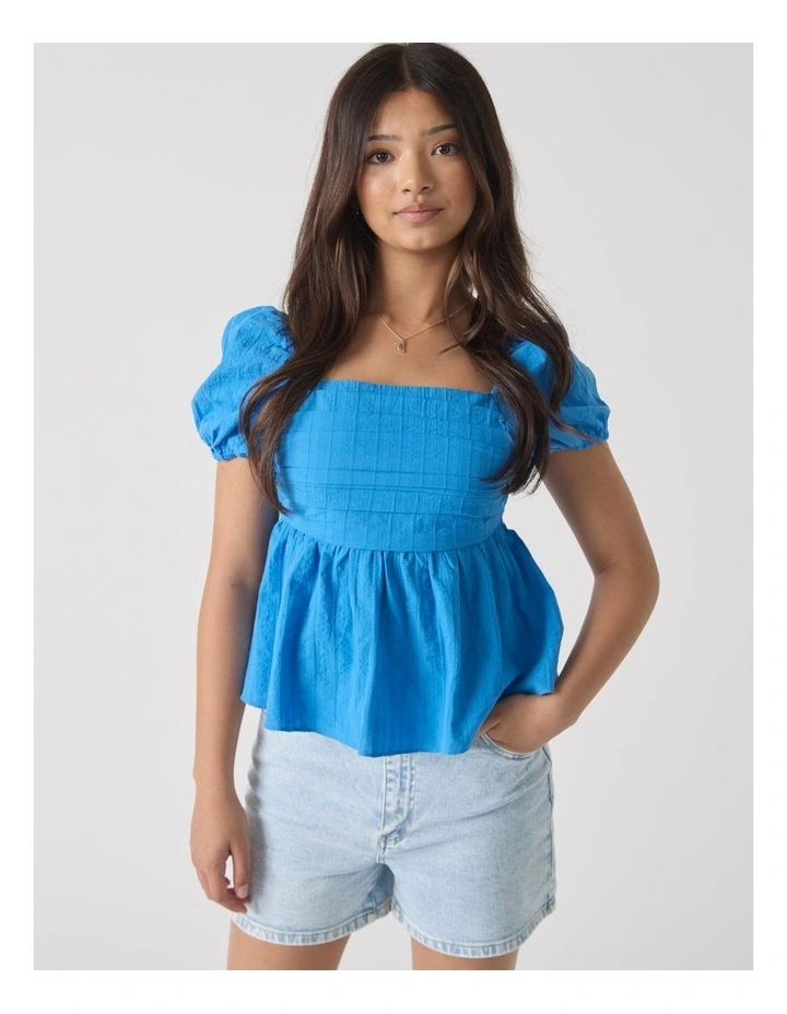 Melody Puff Sleeve Top in Blue image 3