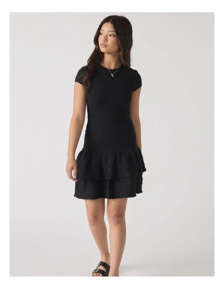 Alessia Shirred Dress in Black image 1