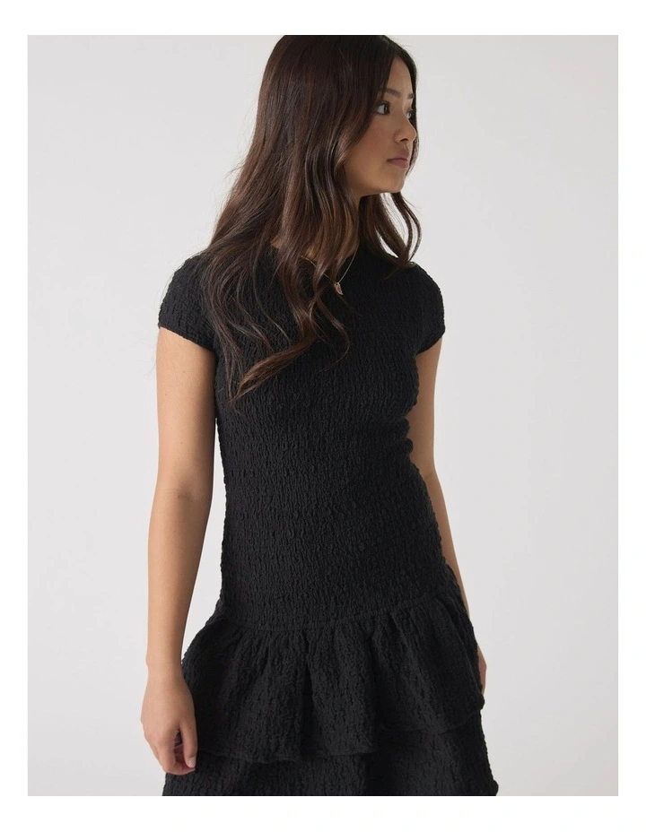 Alessia Shirred Dress in Black image 3