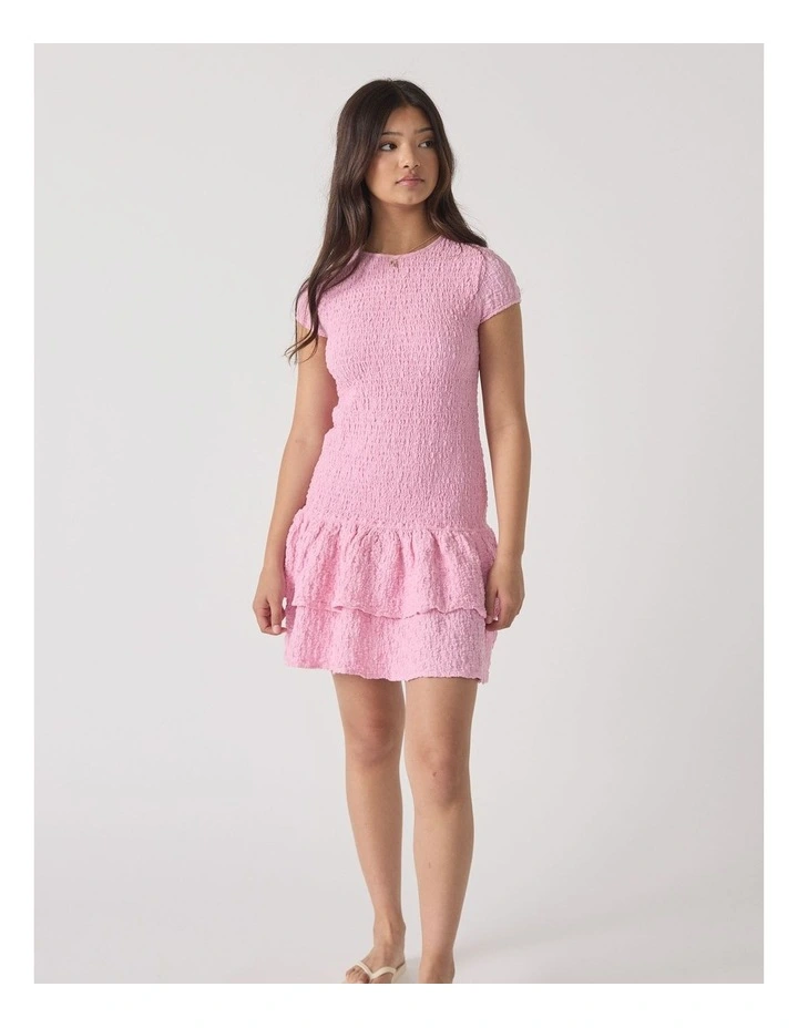 Alessia Shirred Dress in Pink image 1