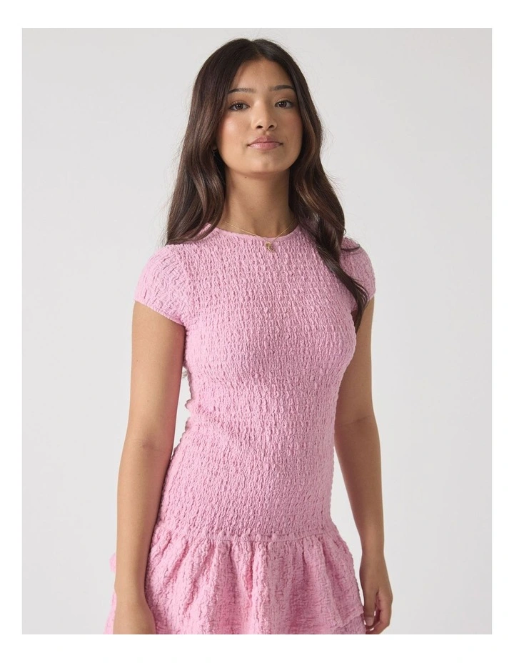 Alessia Shirred Dress in Pink image 3