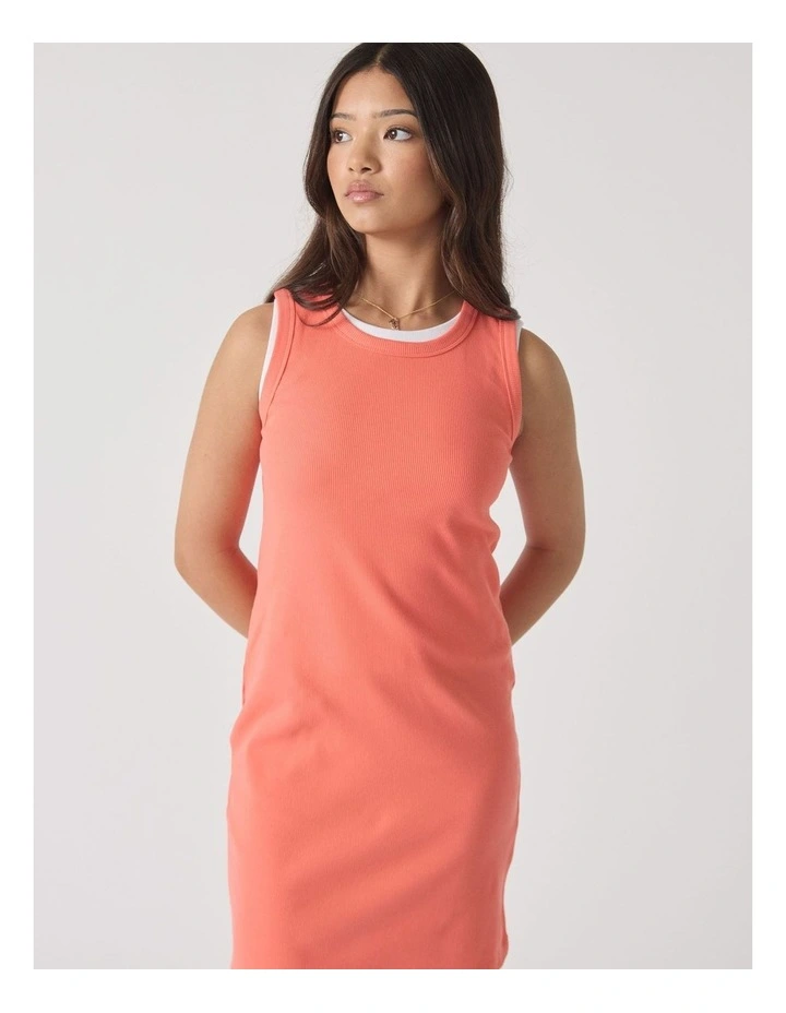 Harper Rib Tank Dress in Orange image 3