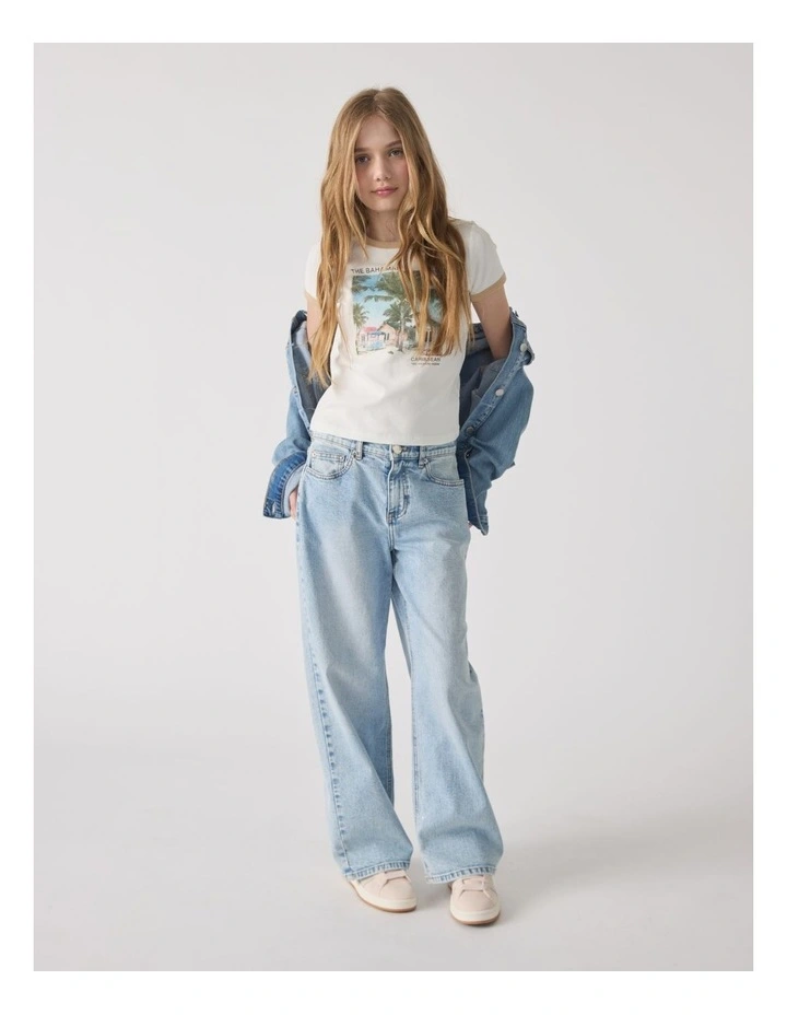 Bahamas Crop Ringer Tee in Vanilla image 1