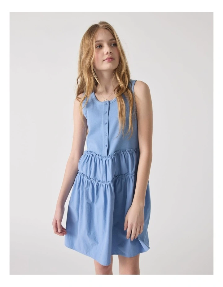 Piper Tiered Mini Dress in Blue image 3