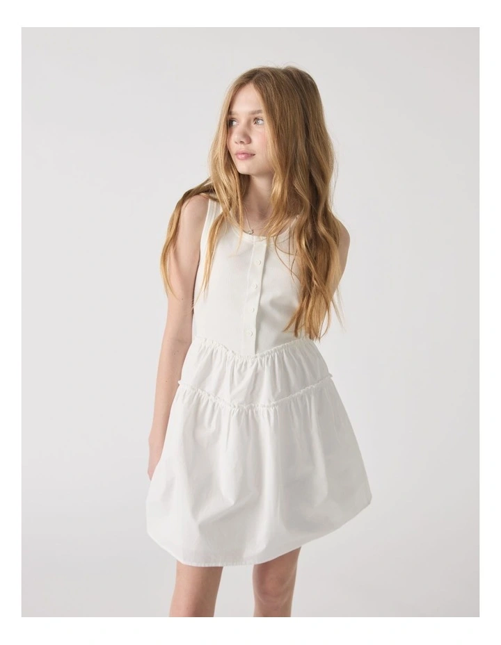 Piper Tiered Mini Dress in Cream image 3