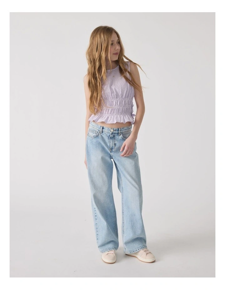 Ash Gingham Tie Top in Purple image 1