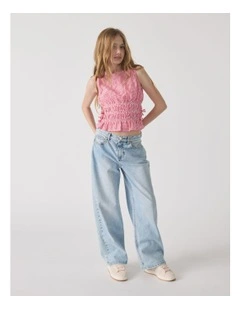 Girls Ash Gingham Tie Top