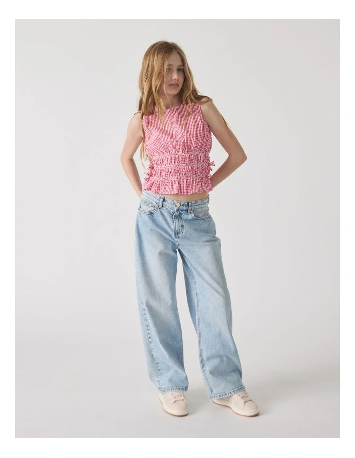 Girls Ash Gingham Tie Top image 1