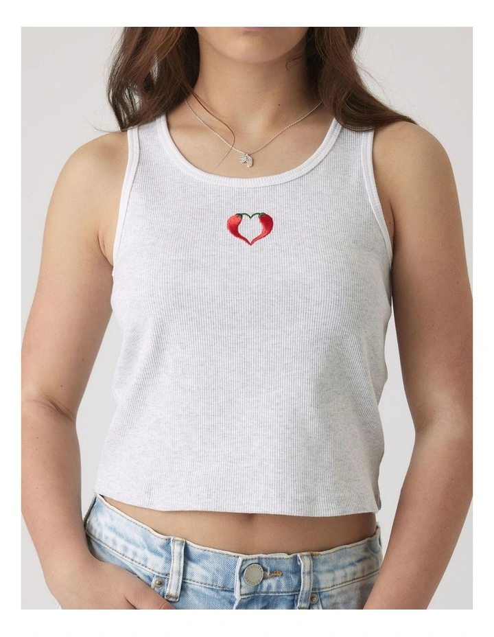 Embroidered Tank Top in Grey image 3