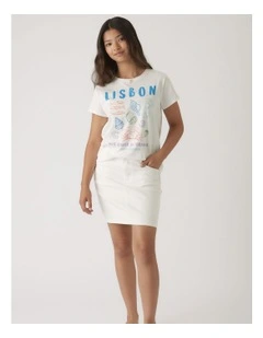 Lisbon Sequin Tee in Vanilla