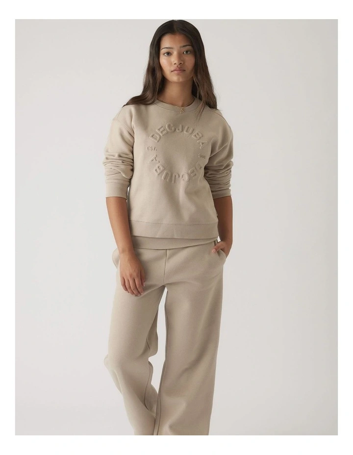 Embossed Sweat Top in Beige image 1