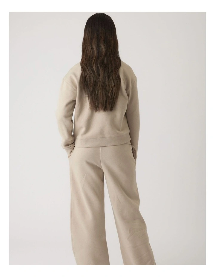 Embossed Sweat Top in Beige image 2