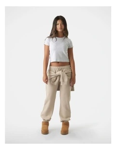 Elastic Cuff Track Pant in Beige