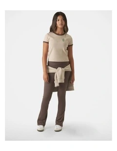 Cropped Ringer Tee in Beige