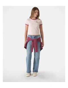 Cropped Ringer Tee in Pink