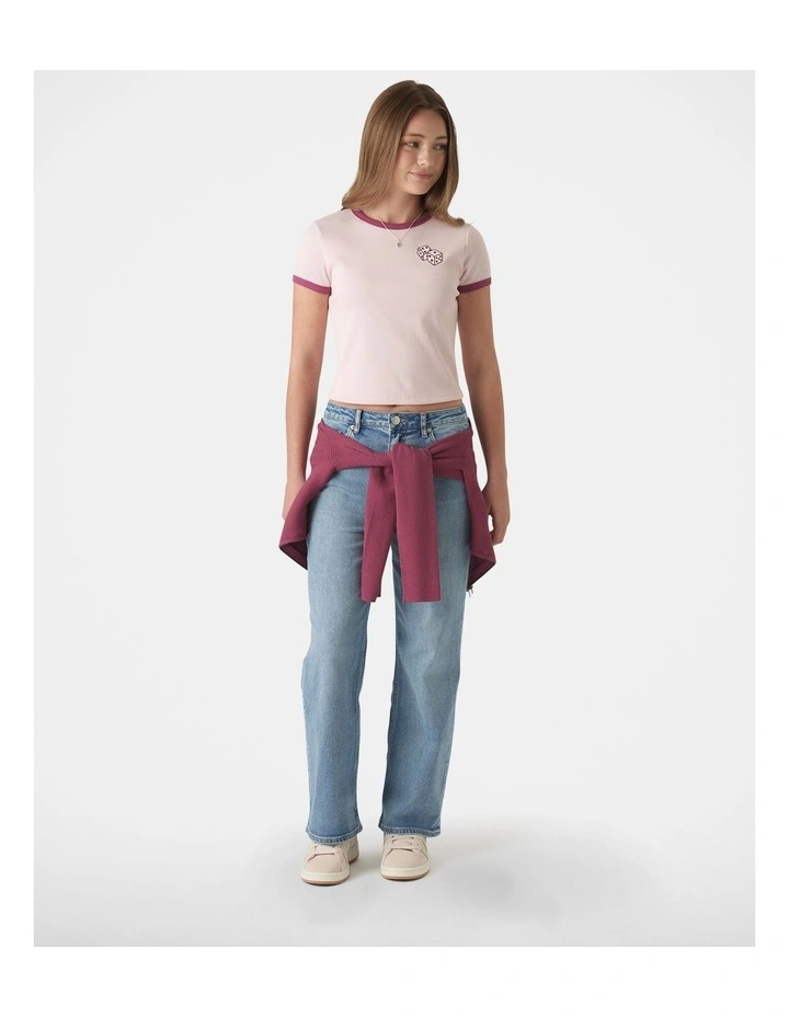 Cropped Ringer Tee in Pink image 1