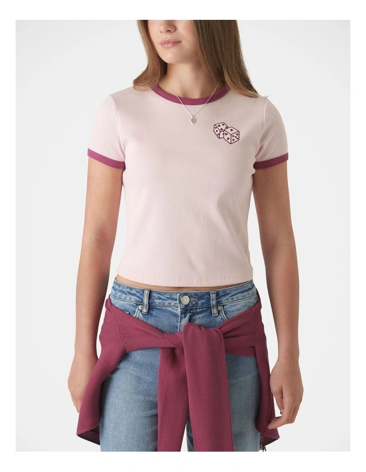 Cropped Ringer Tee in Pink image 3