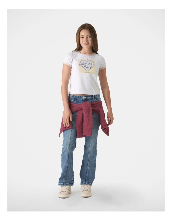 Cropped Ringer Tee in White image 1