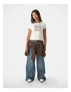 Cropped Ringer Tee in CReam