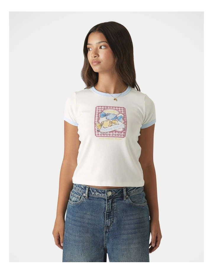 Cropped Ringer Tee in CReam image 3