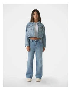 Studded Denim Jacket in Blue