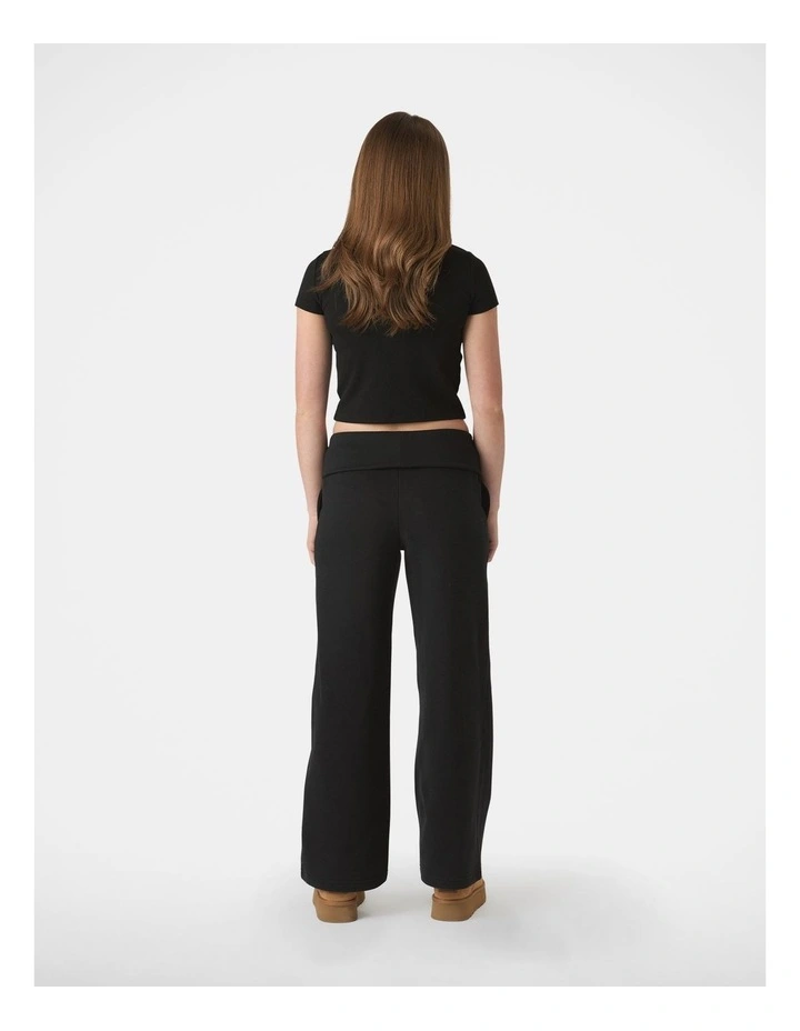 Rolled Waist Track Pant in Black image 2