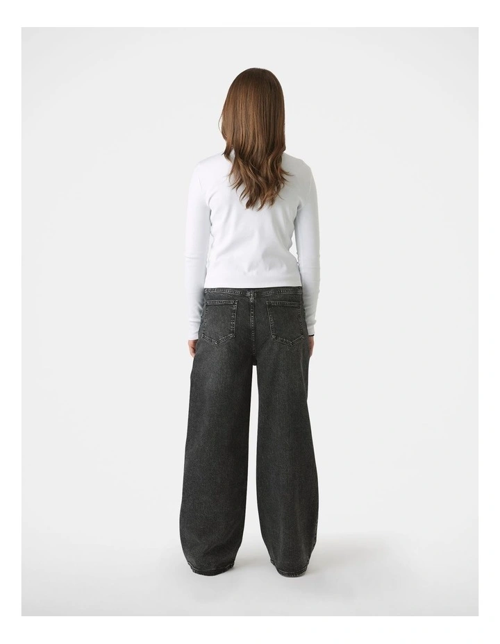 Riley Rib Long Sleeve Top in White image 2