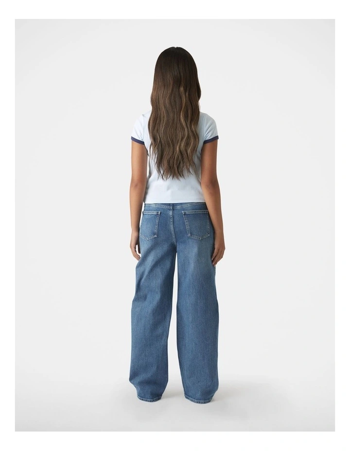 Crop Ringer Tee in Blue image 2