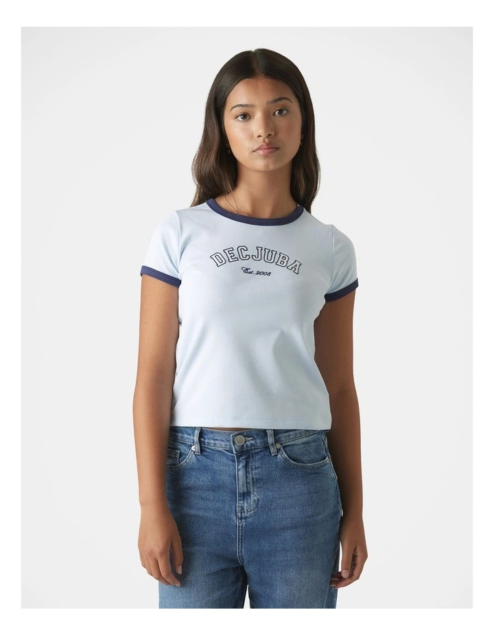 Crop Ringer Tee in Blue image 3
