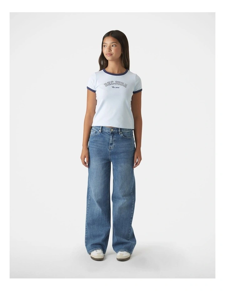 Crop Ringer Tee in Blue image 4