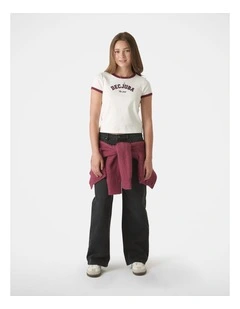 Crop Ringer Tee in White