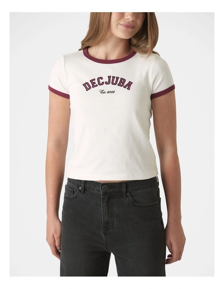 Crop Ringer Tee in White image 3