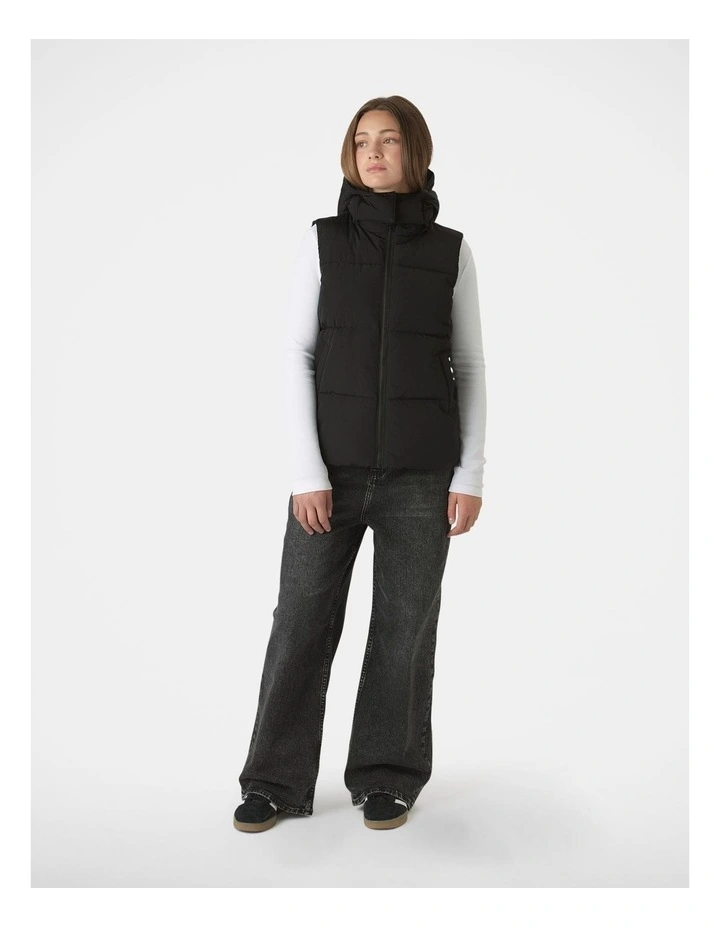 Hooded Puffer Vest in Black image 1