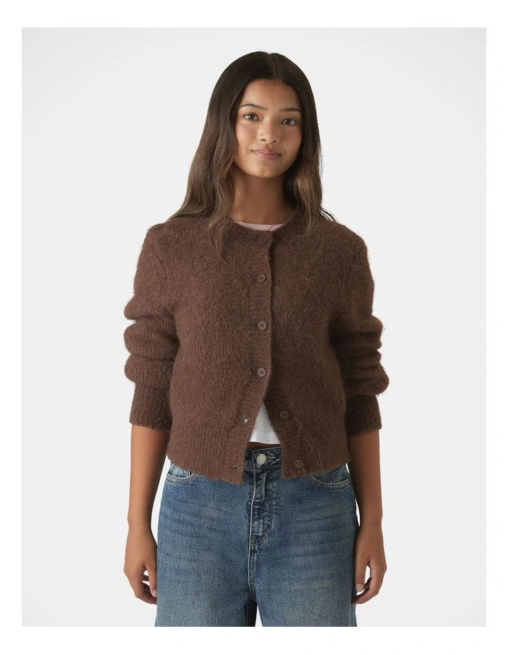 Mia Fluffy Cardigan in Brown image 3