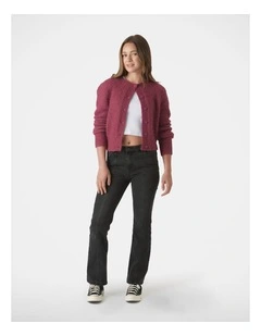 Mia Fluffy Cardigan in Red