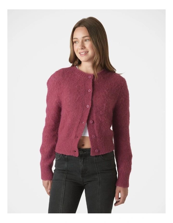 Mia Fluffy Cardigan in Red image 3