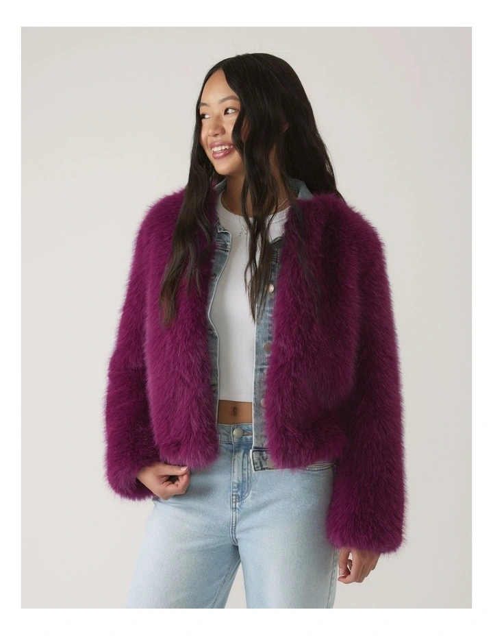 Girls Natasha Faux Fur Jacket image 3