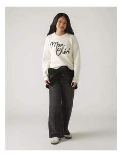 Mon Cheri Crew Knit Jumper in Cream