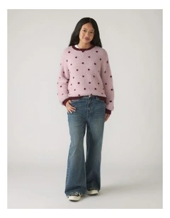 Girls Fluffy Crew Knit Jumper