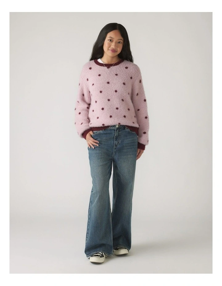 Girls Fluffy Crew Knit Jumper image 1