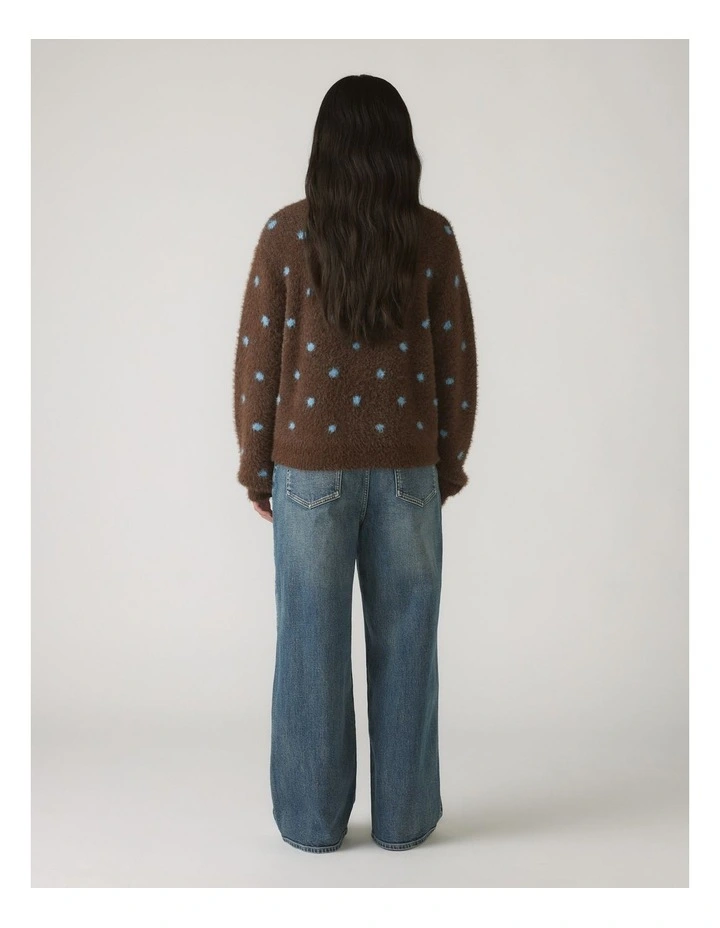 Fluffy Crew Knit Jumper in Multi image 2