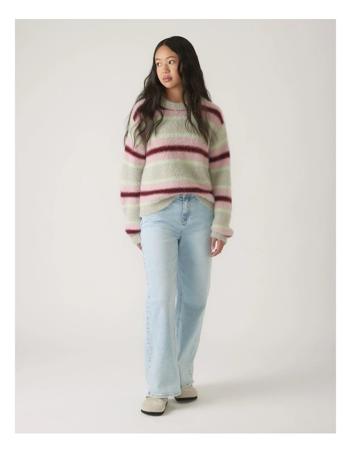 Fluffy Crew Knit Jumper in Multi image 1
