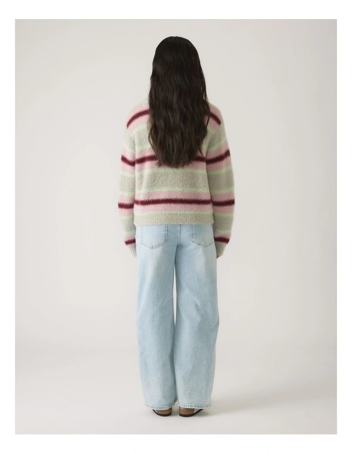 Fluffy Crew Knit Jumper in Multi image 2