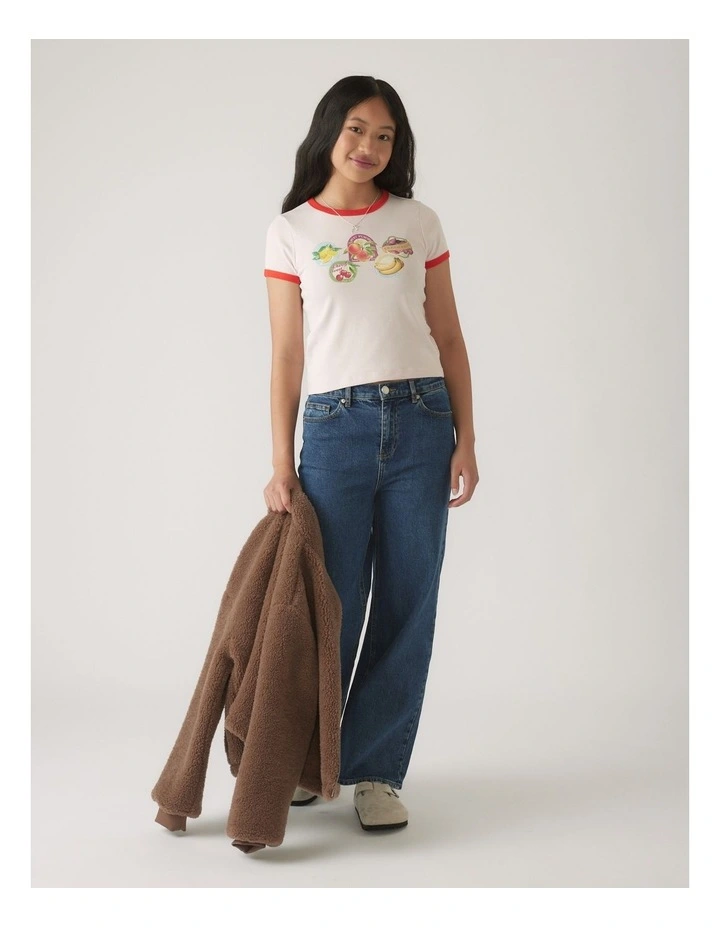 Cropped Ringer Tee in Multi image 1