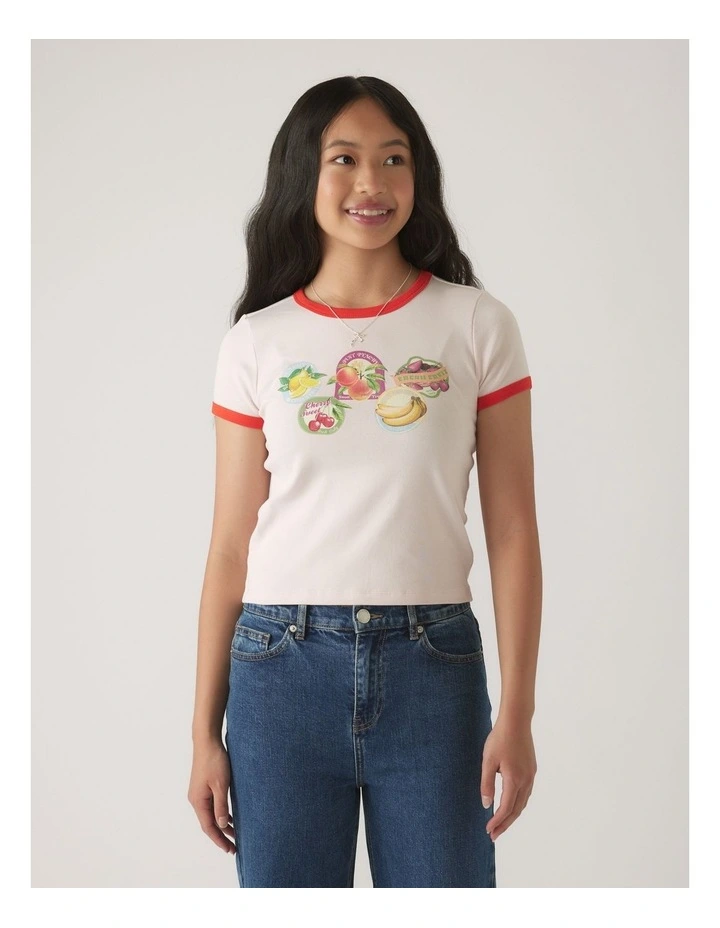 Cropped Ringer Tee in Multi image 3