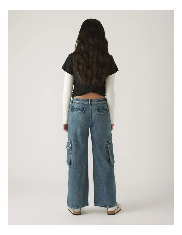 Bella Denim Cargo in Blue image 2