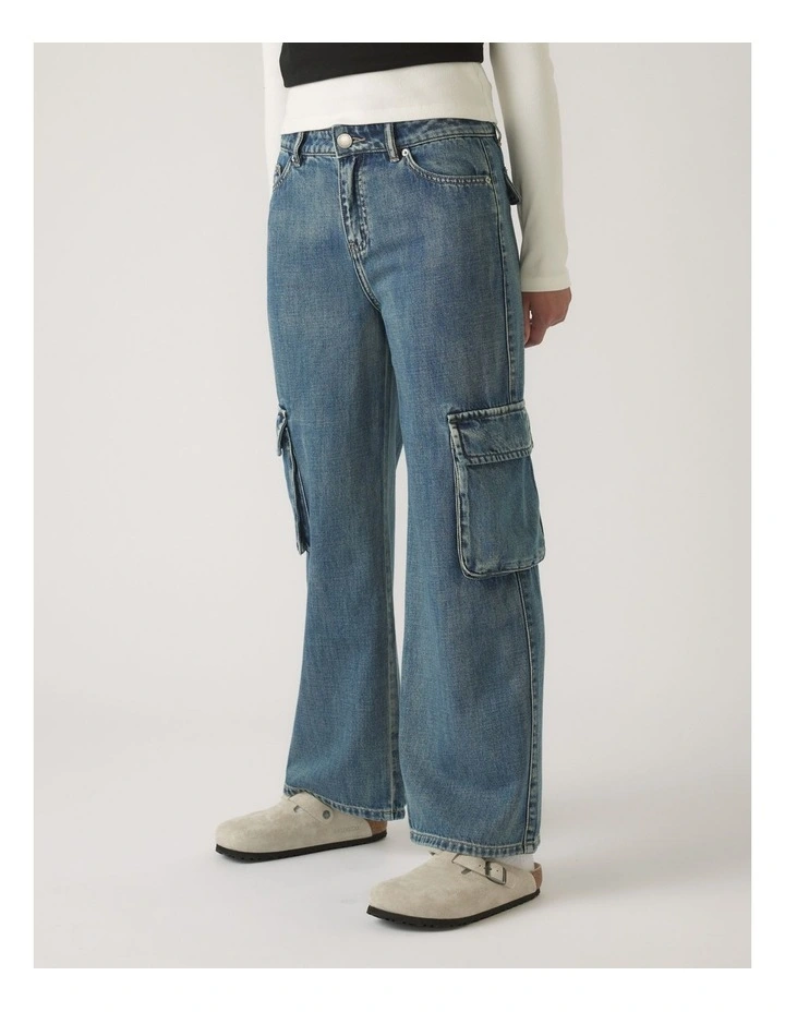 Bella Denim Cargo in Blue image 3