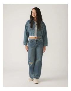 Cropped Denim Jacket in Blue