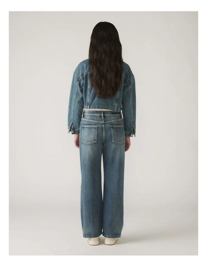 Cropped Denim Jacket in Blue image 2