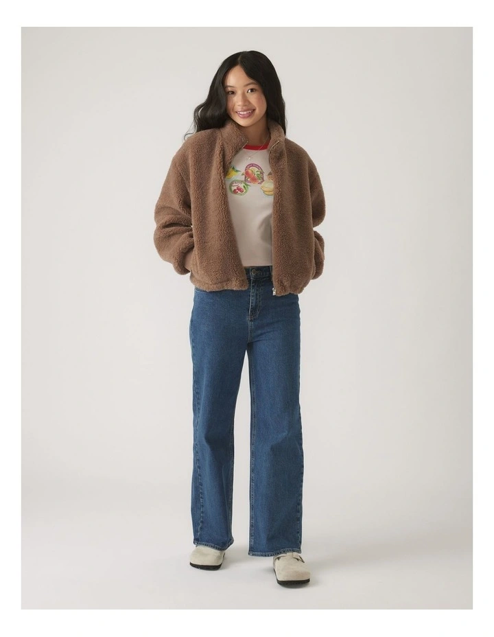 Borg Teddy Zip Through in Beige image 1